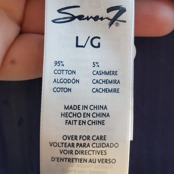 Seven7 Royal Blue/Purple Scoop Neck Cotton/Cashmere Sweater Size Large - Picture 9 of 16